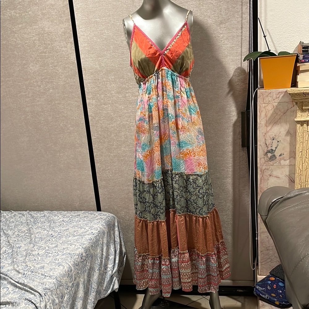 Multicolor Patchwork Maxi Dress - image 1